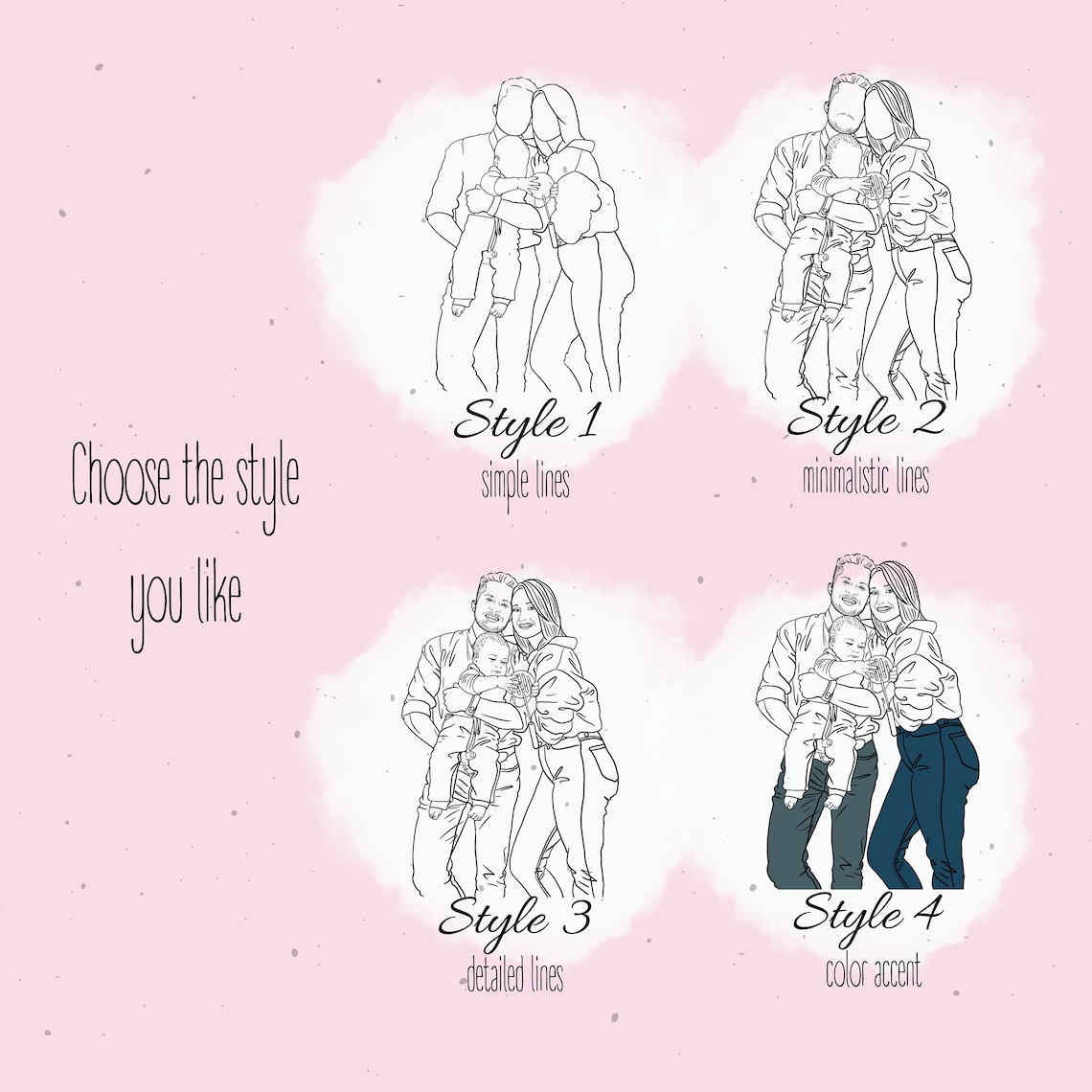 Custom Family Portrait Line Drawing, Faceless Portrait - Image 3