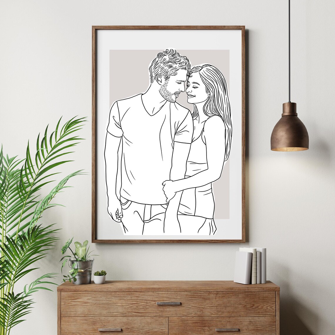 Romantic Couple Line Art Portrait Custom Love Story Keepsake Poster - Image 4