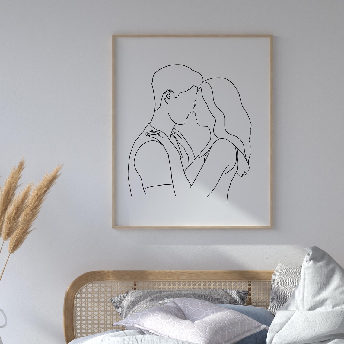 Custom Couple Portrait Line Art, Wedding Anniversary Gift - Image 3