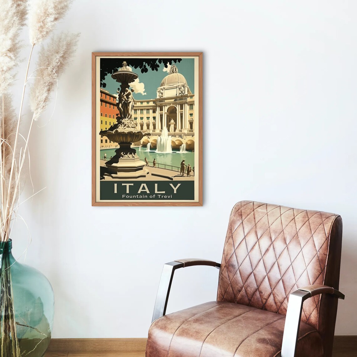 Rome Italy Trevi Fountain Baroque Palace Vintage Travel Poster - Image 3