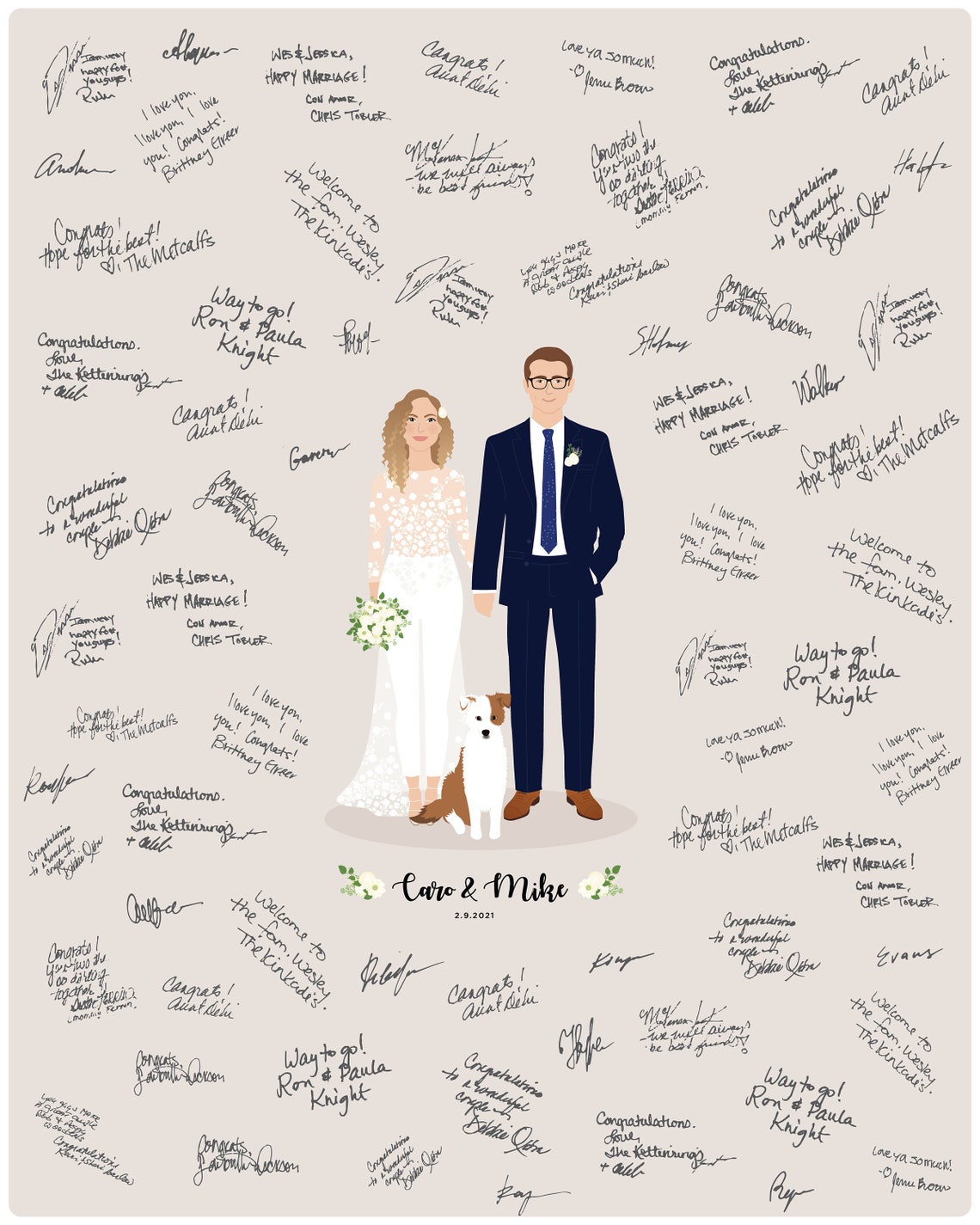 Custom Wedding Guest Book Alternative Framed Signature Art Print - Image 3