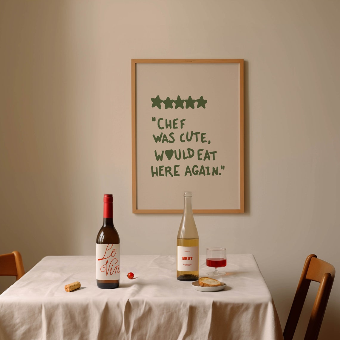Chef Was Cute Would Eat Here Again Green Funny Kitchen Wall Poster - Image 2