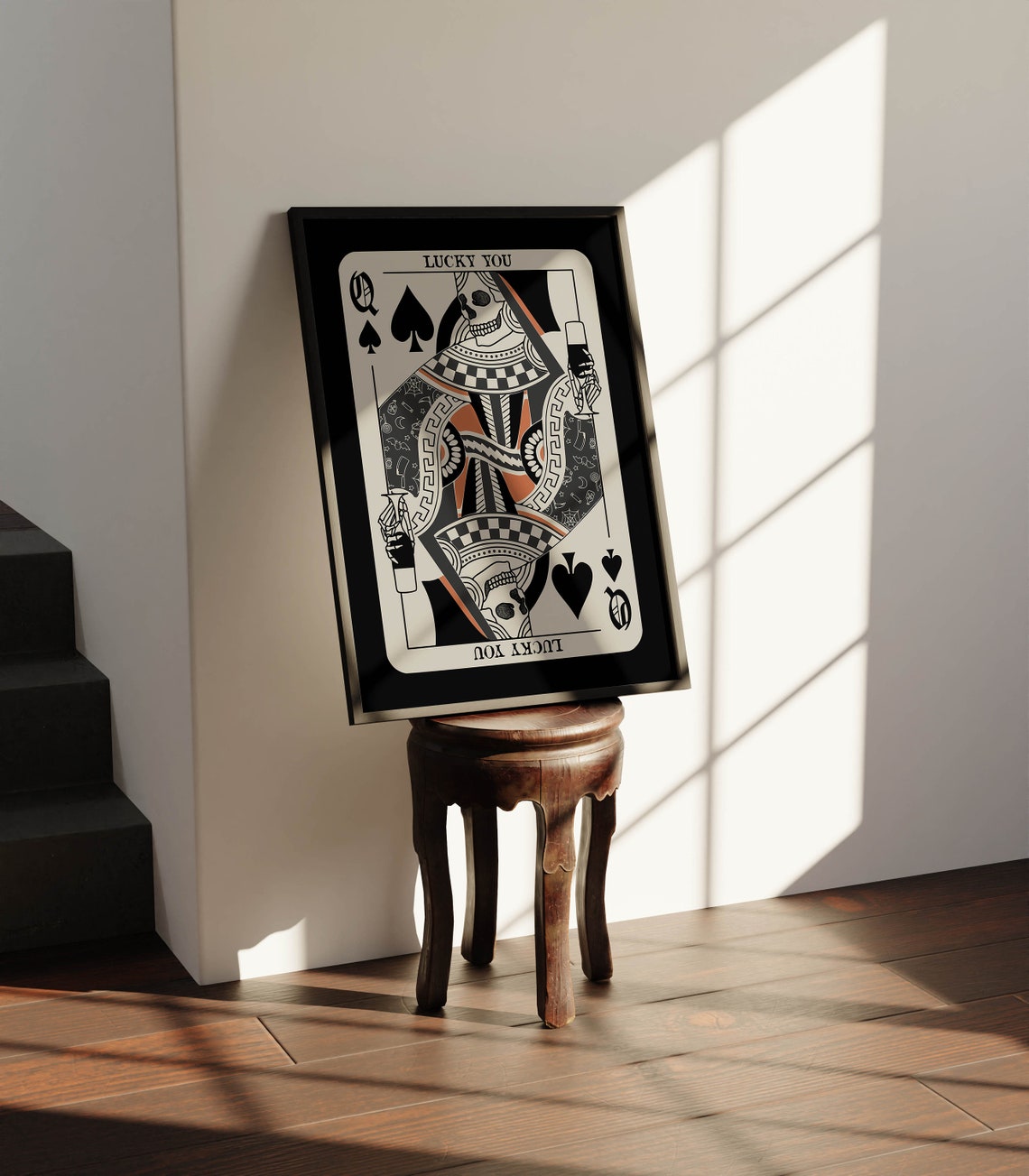 Spooky Skeleton Queen Of Spades Lucky You Halloween Party Poster - Image 2