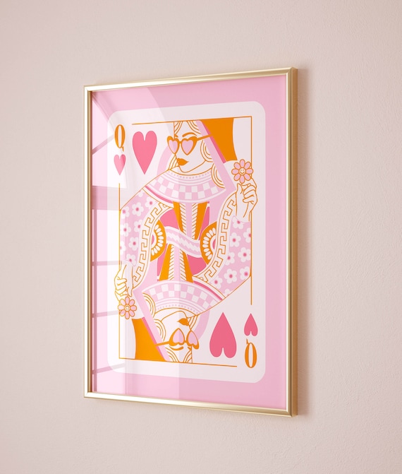 Queen Of Hearts Retro Poster, Teen Girl Room Decor