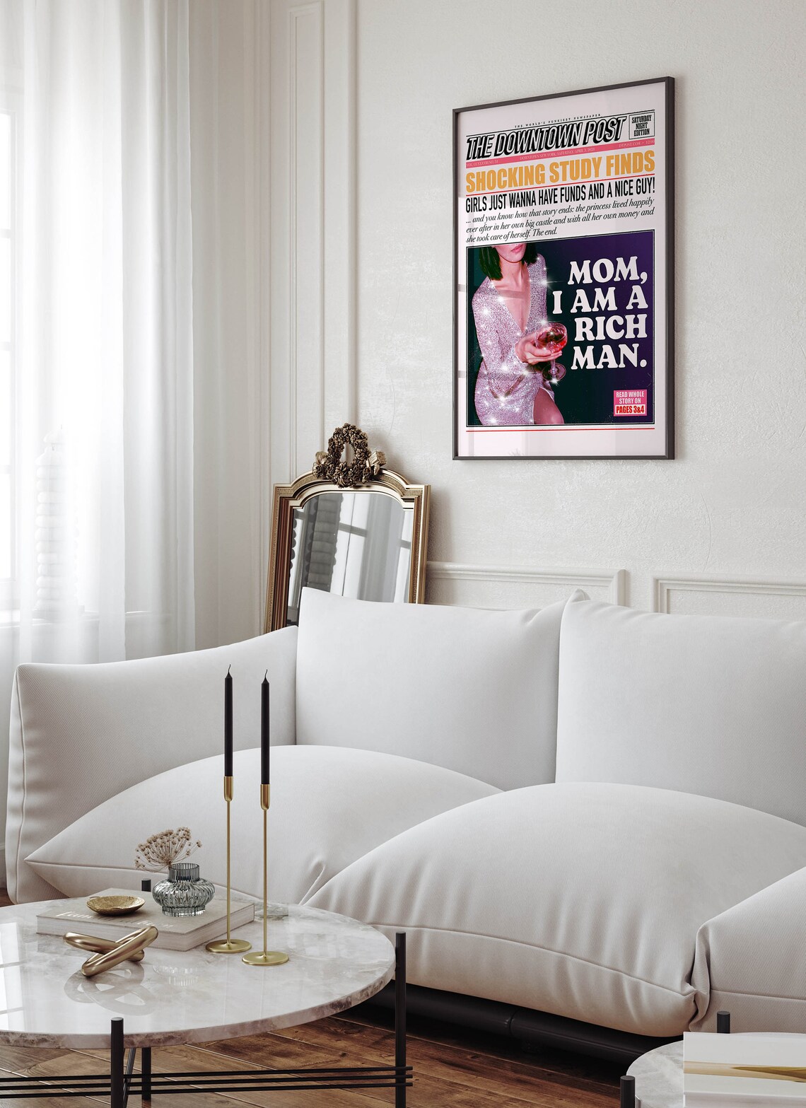 Mom I Am A Rich Man Newspaper Headline Art Print - Image 2