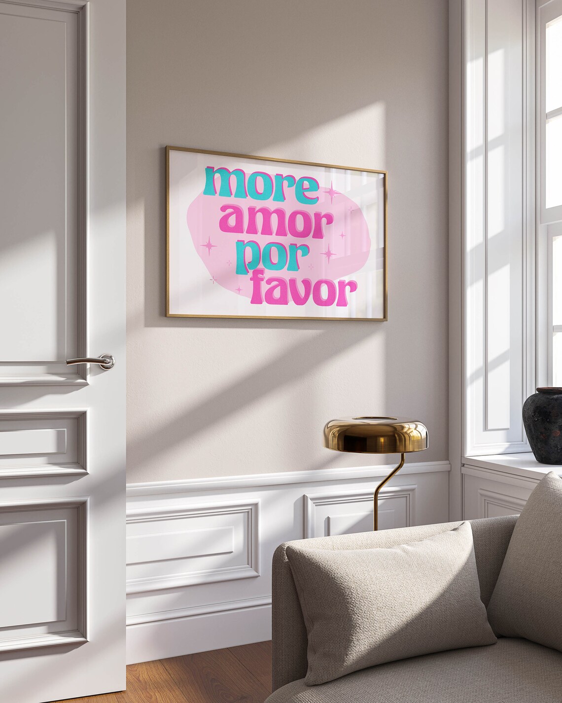 More Amor Por Favor Retro Teal Pink Typography Dopamine Quote Print - Image 2