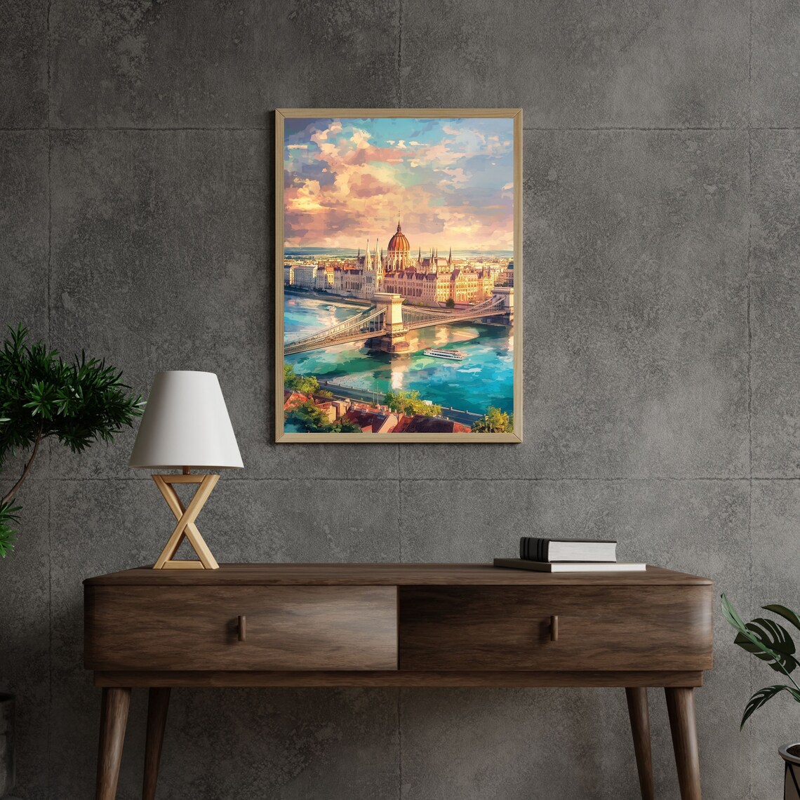 Budapest Parliament Building Watercolor Travel Poster - Image 3