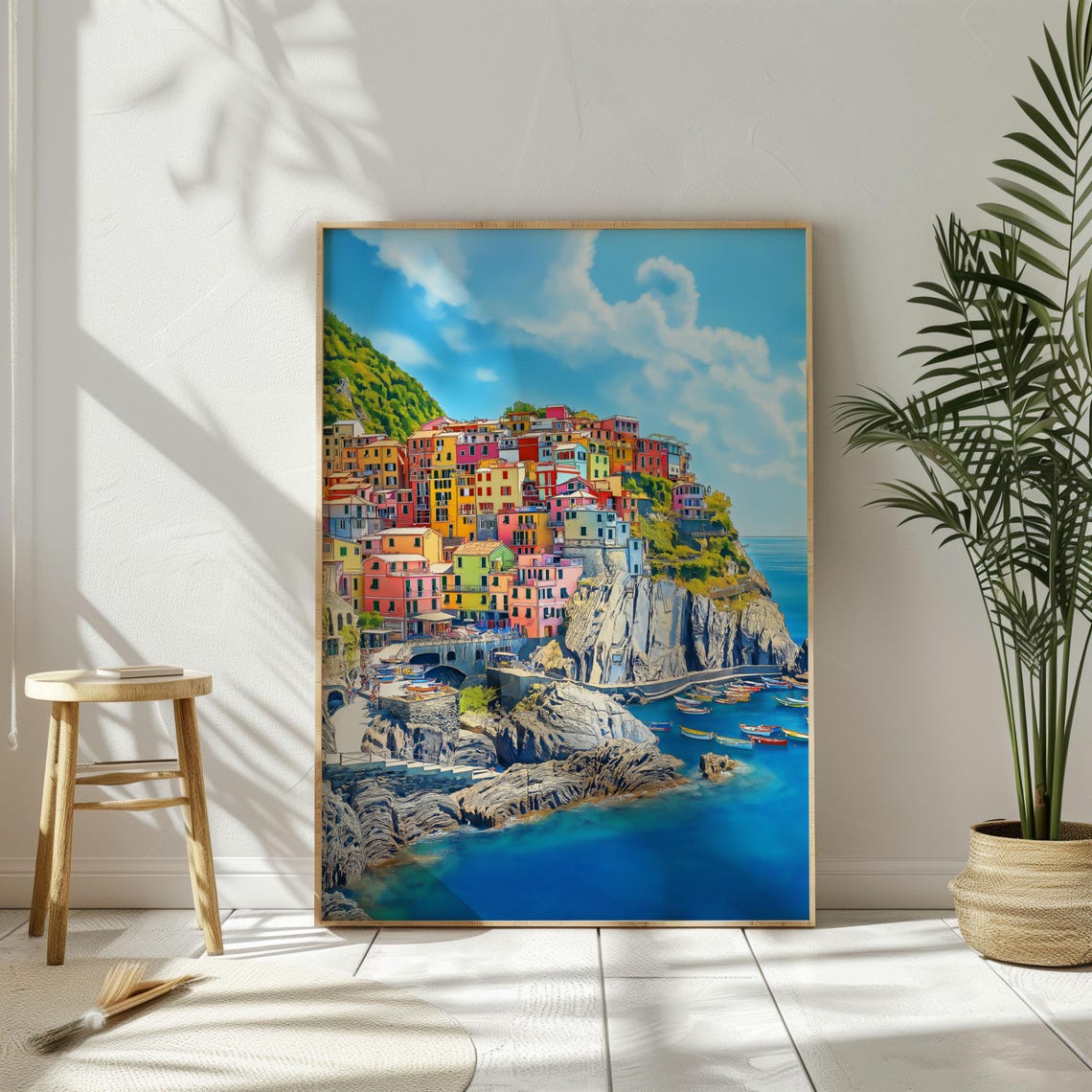 Watercolor Italy Cinque Terre Wall Art Travel Poster Europe Italy Art Print Italian Coast Riviera Christmas