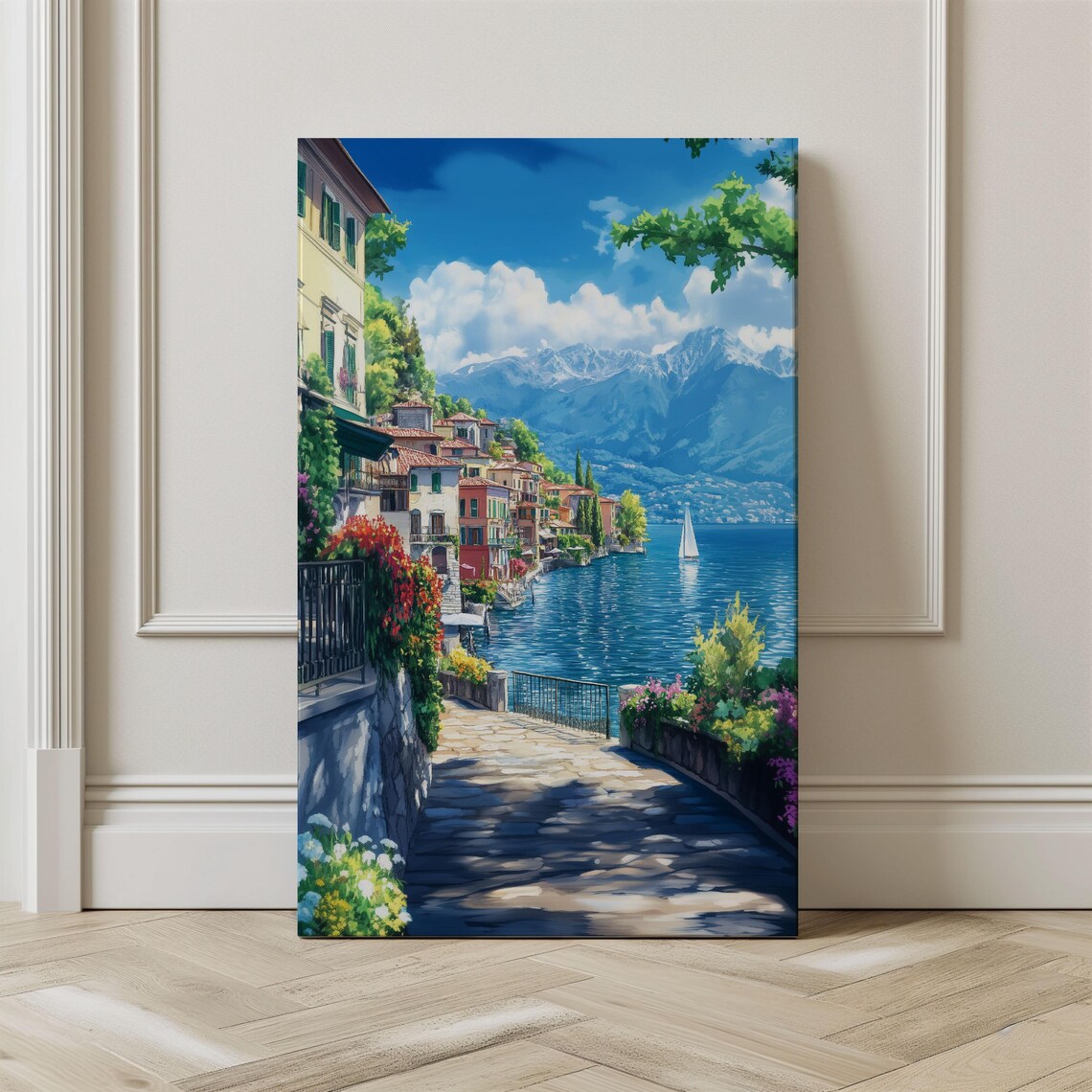 Lake Como Watercolor Travel Poster, Italy City Art - Image 2