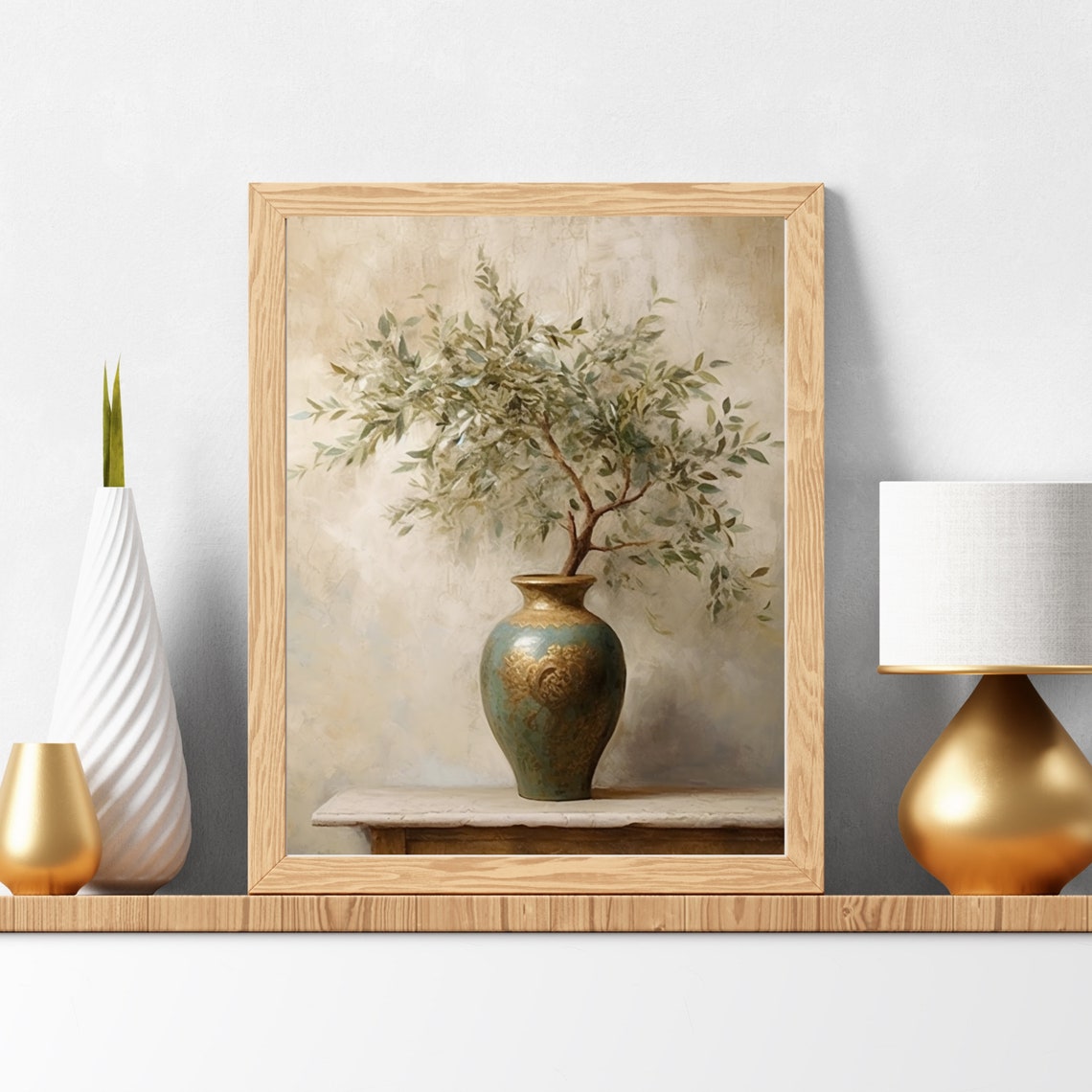 Olive Branch Antique Vase Neutral Still Life Botanical Poster - Image 6