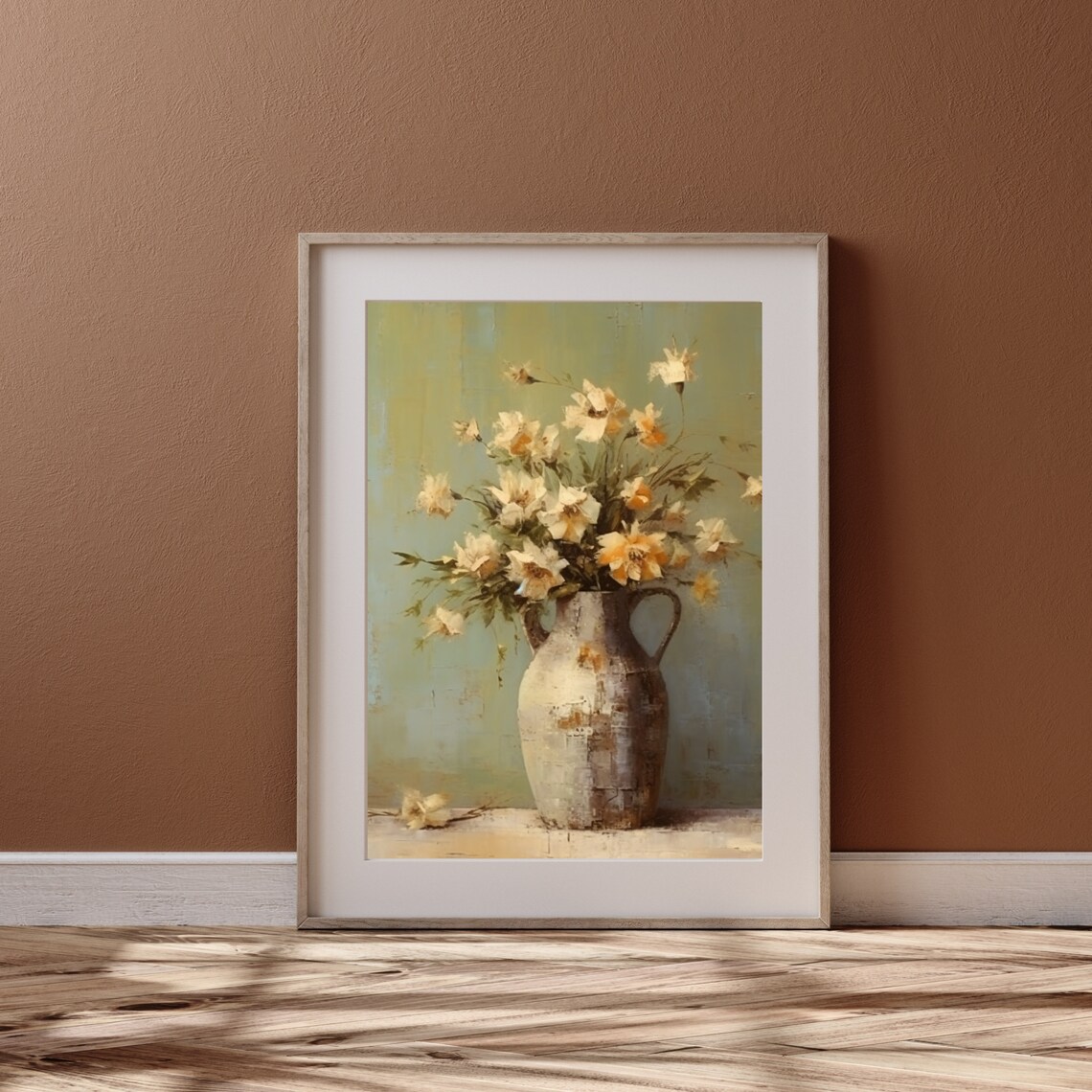 Antique Summer Flowers Still Life Oil Painting Country Kitchen Wall Art Neutral Vintage Print Farmhouse Decor Wild Flower 582 - Image 4