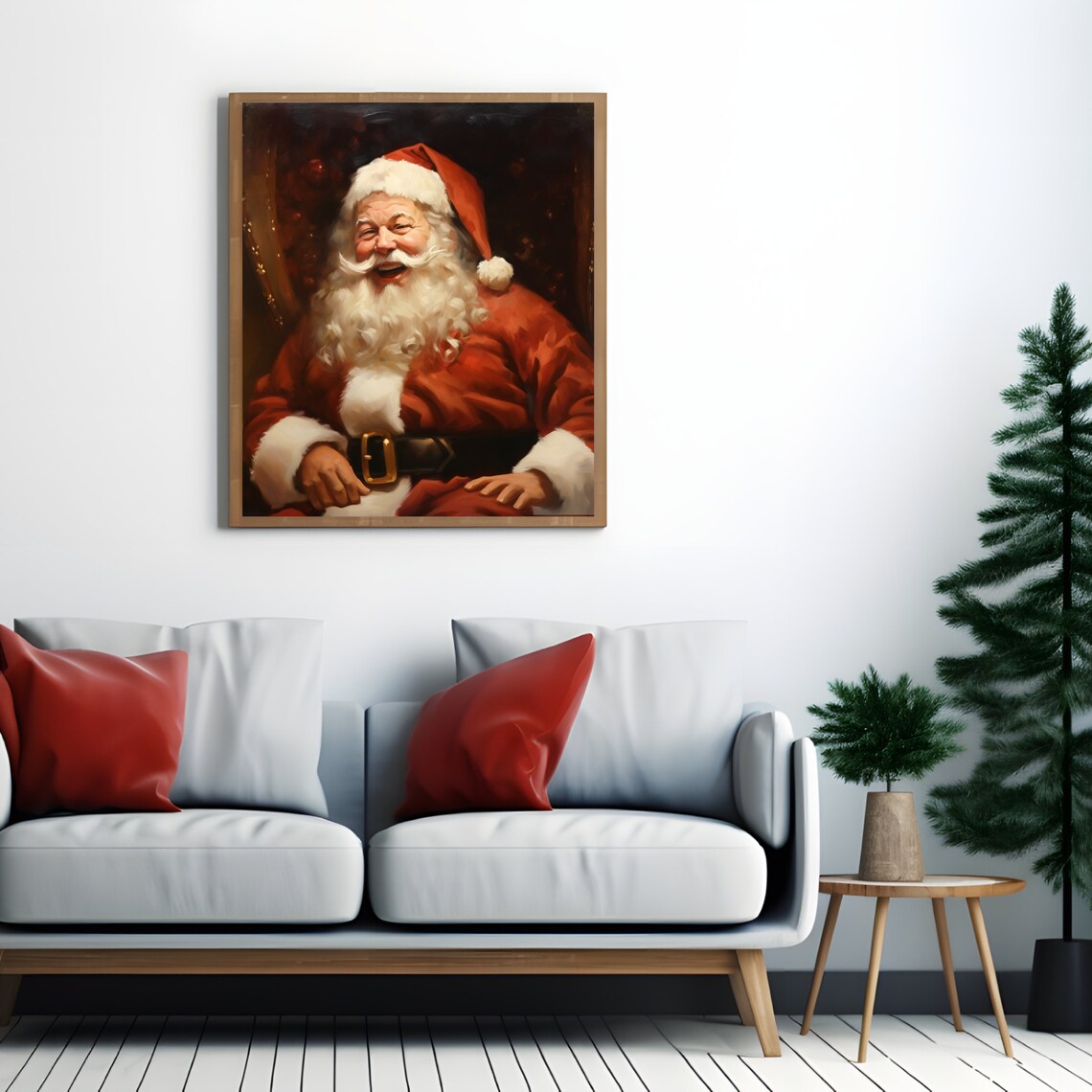 Laughing Santa Claus Jolly Portrait Vintage Christmas Painting Poster - Image 5