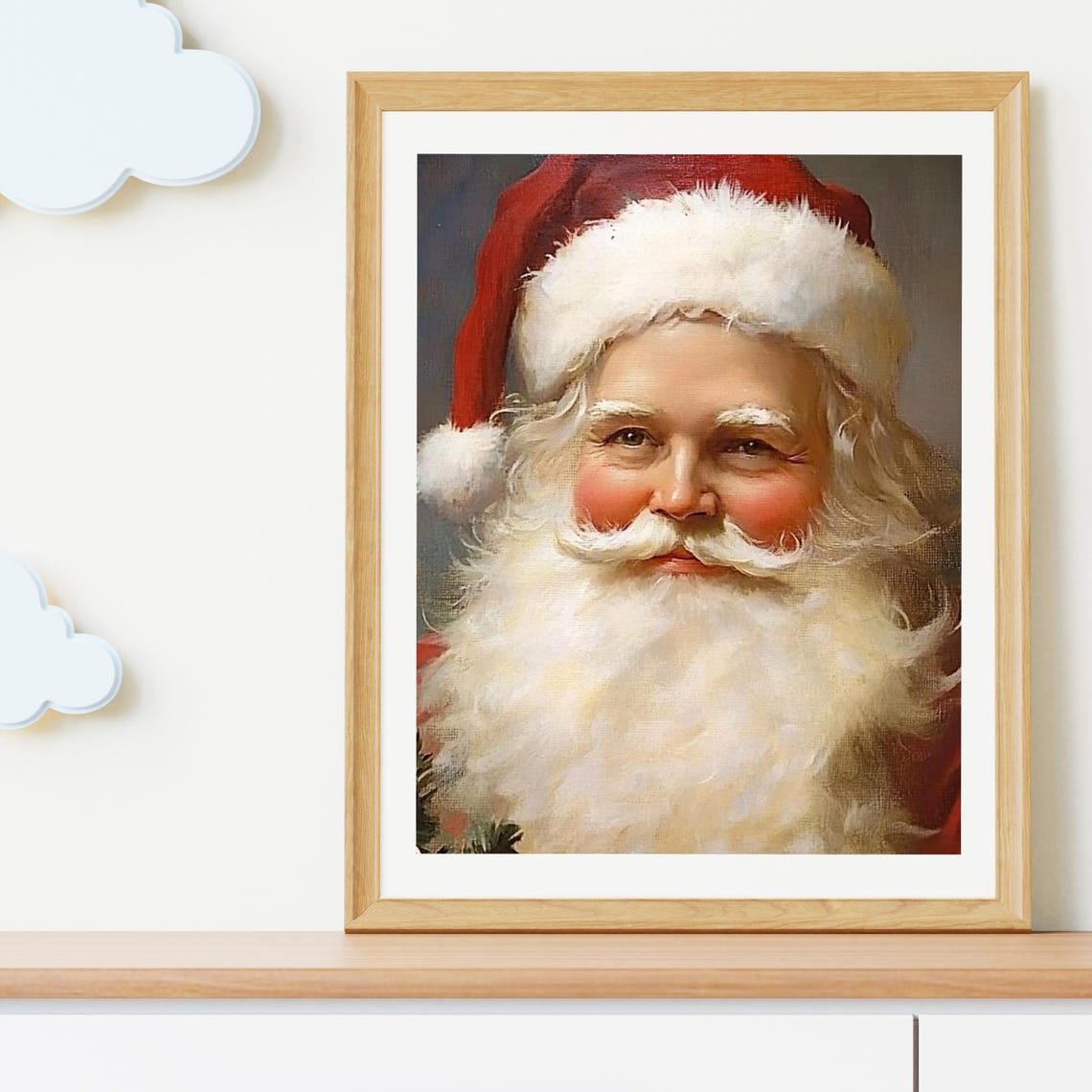 Retro Santa Claus Portrait with Red Hat and White Beard Poster - Image 5