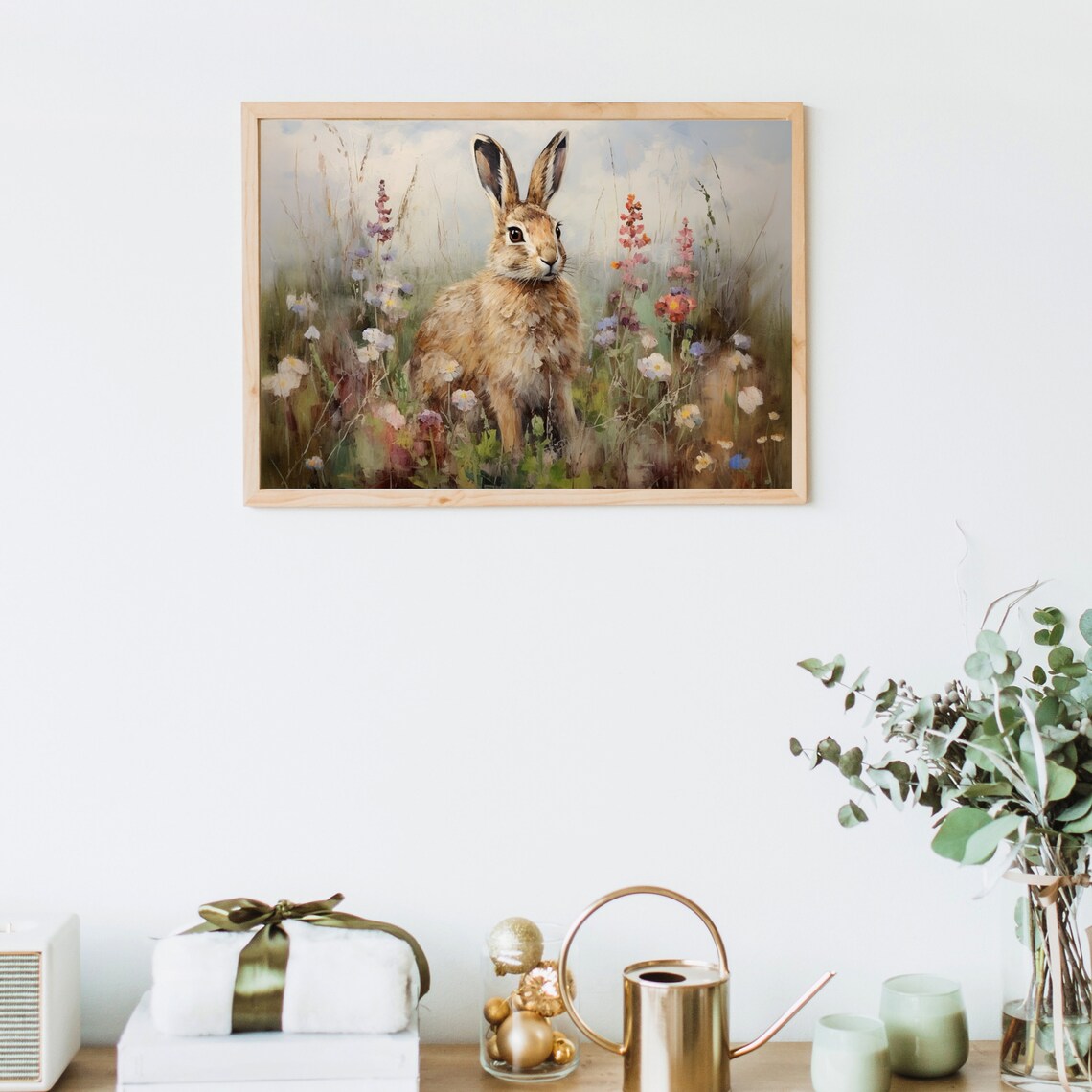Vintage Rabbit Painting Rustic Hare Art Print - Image 6