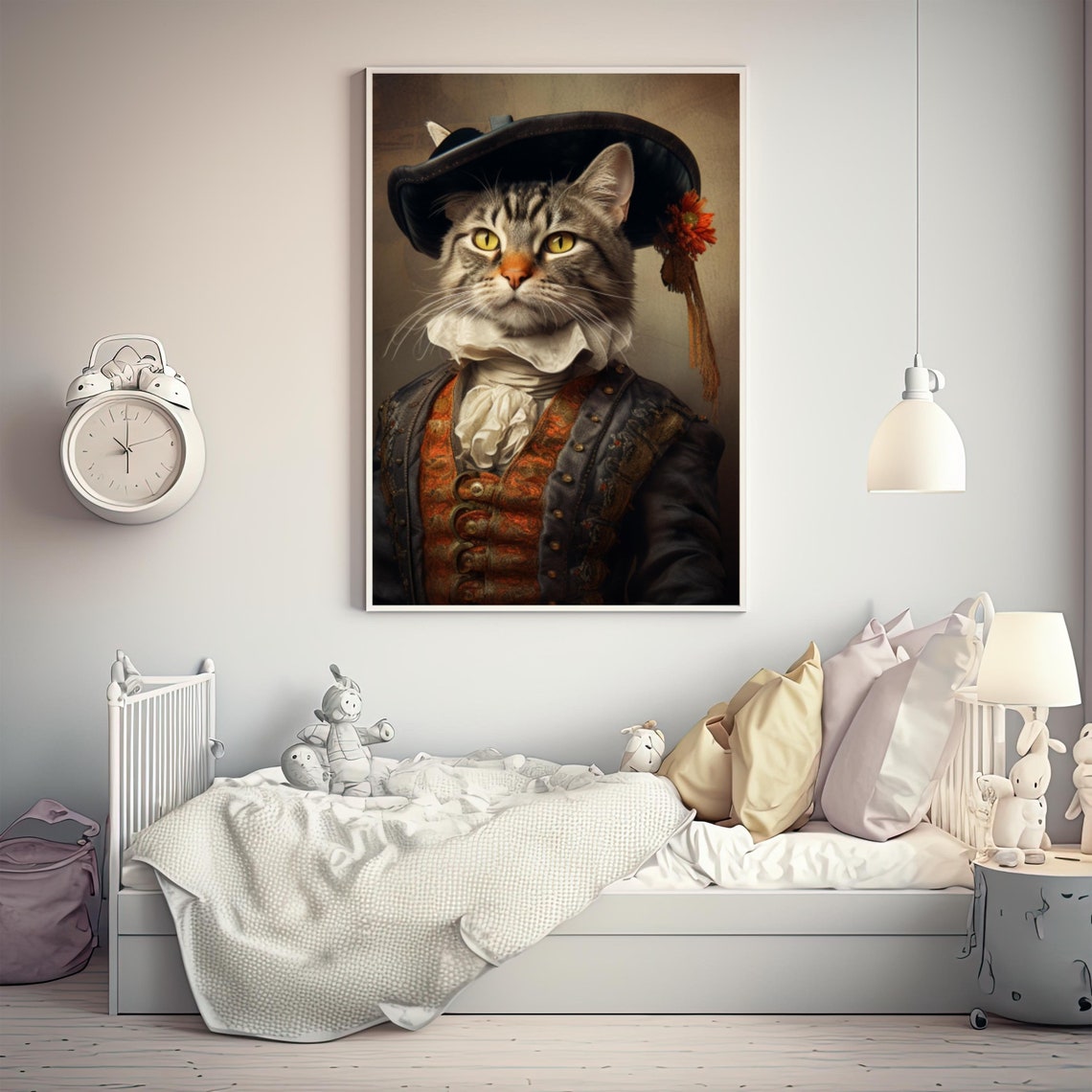 Royal Cat Portrait Renaissance Costume Tabby Nobleman Funny Art Poster - Image 4