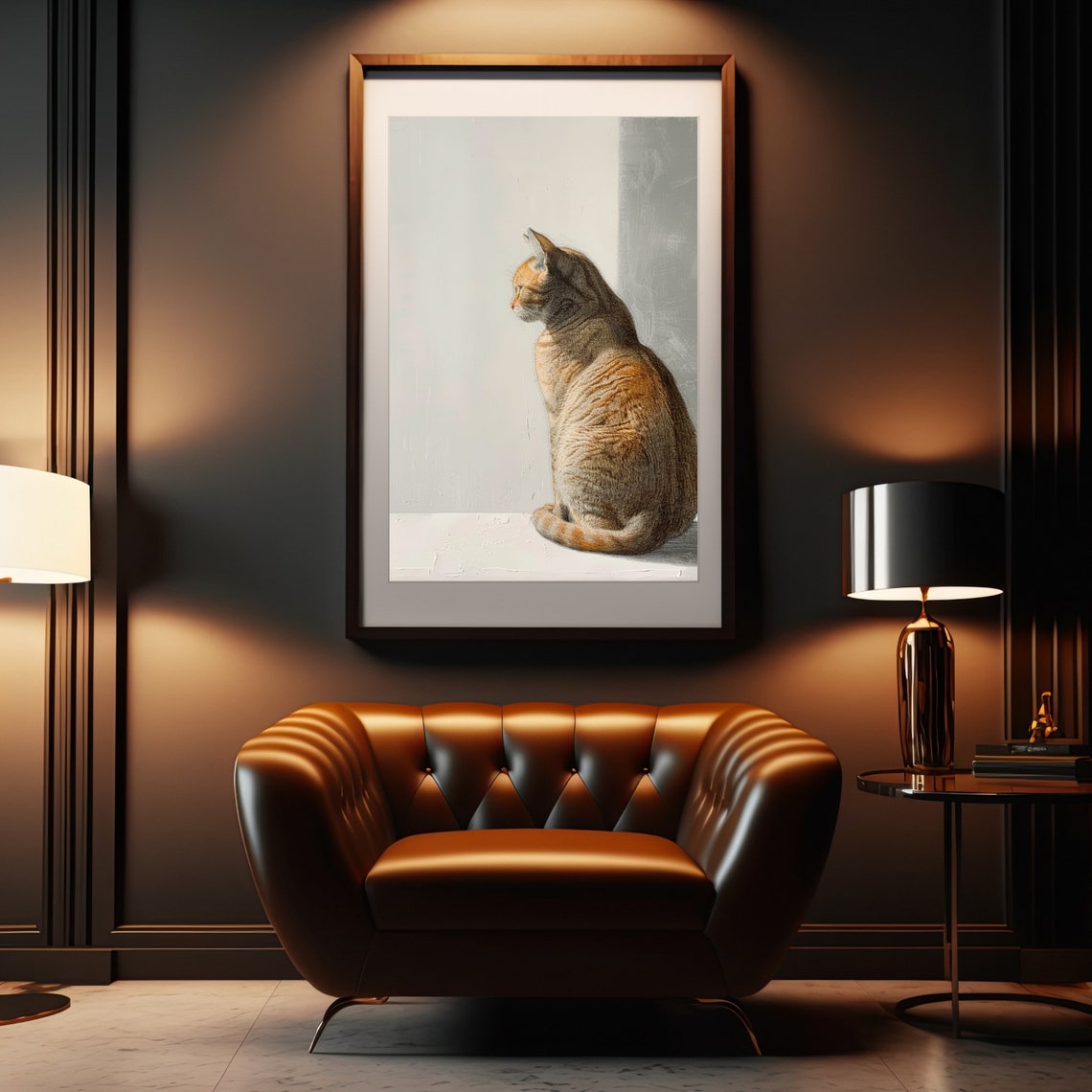 Orange Tabby Cat Sitting In Window Minimalist Pet Portrait Poster - Image 3