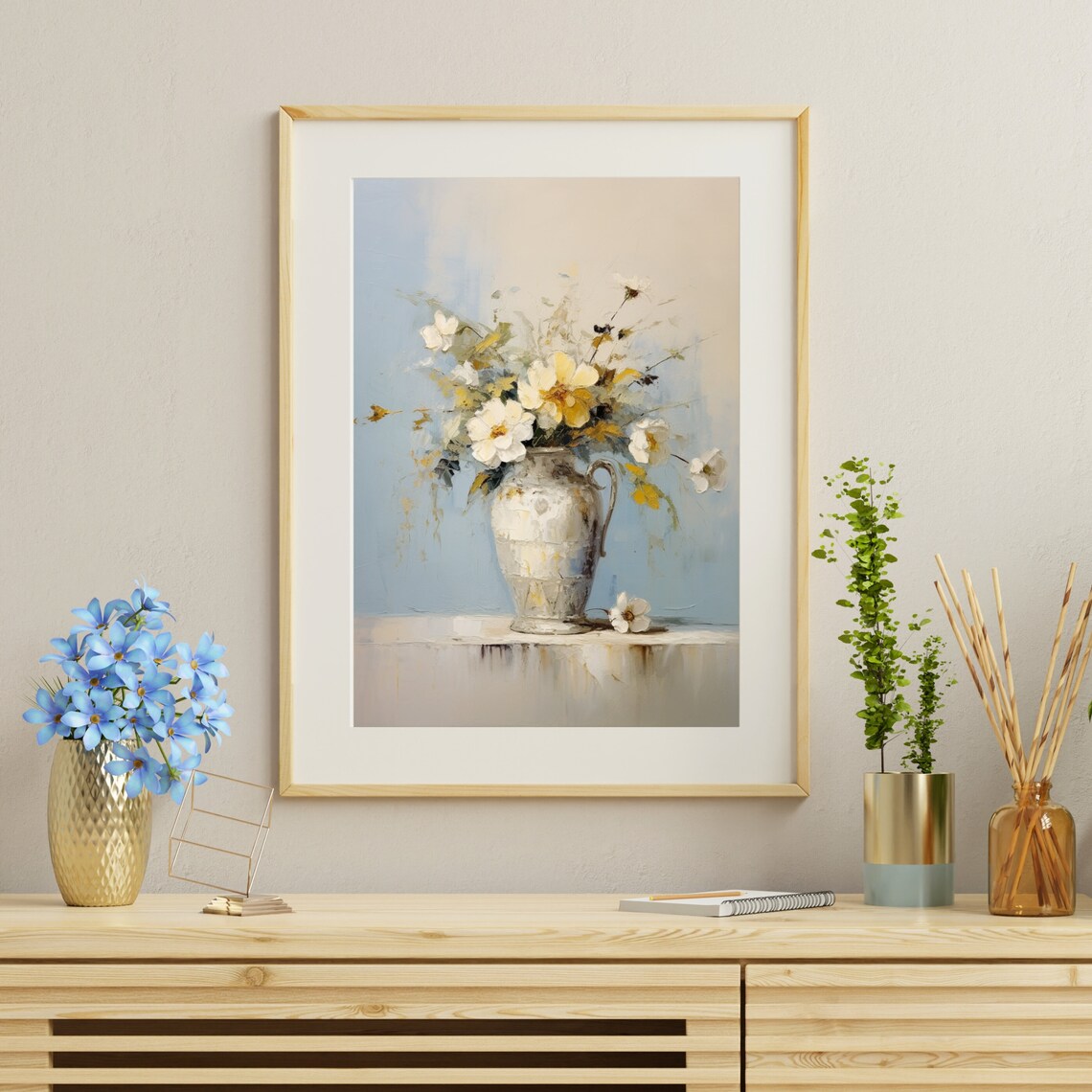 White Flowers In Antique Vase Painting Still Life Art Home Decor Oil Painting Vintage Botanical Art Neutral Minimal Wall Art 500 - Image 6