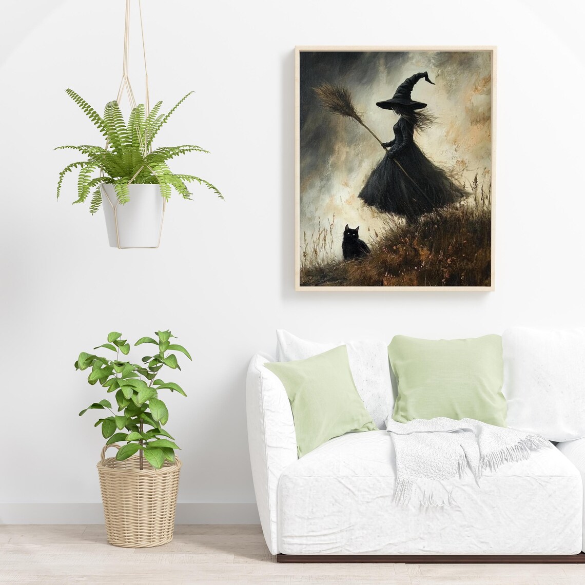 Witch And Cat Vintage Halloween Art Print - Image 3