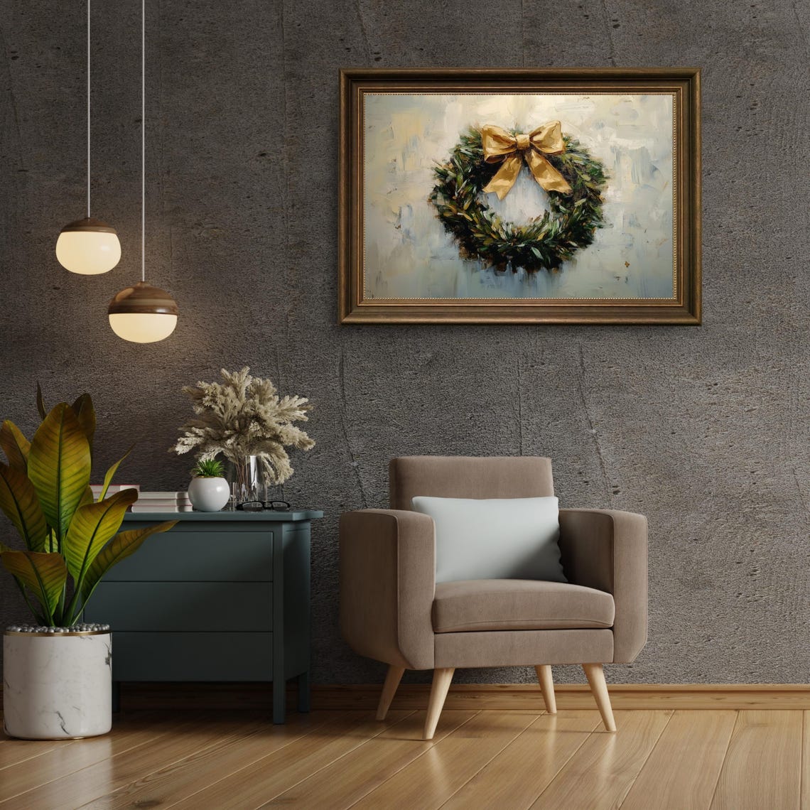 Beautiful Christmas Wreath With Gold Bow Holiday Decor Poster - Image 6