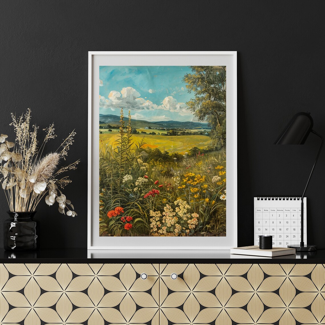 Wildflower Field Yellow Blooms Rolling Hills Big Sky Summer Meadow Poster - Image 2