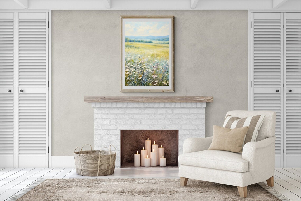 Wildflower Meadow Daisy Field Rolling Hills Summer Art Poster - Image 5