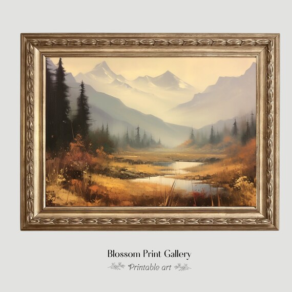 Misty Mountain Lake At Dawn Autumn Pines Peaceful Landscape Poster