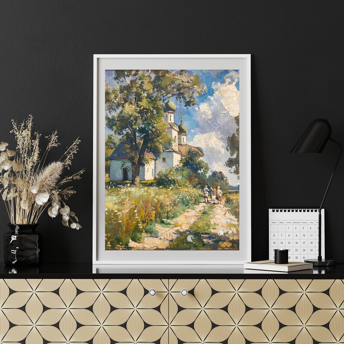 Onion Dome Church Summer Meadow Impressionist Painting Poster - Image 4