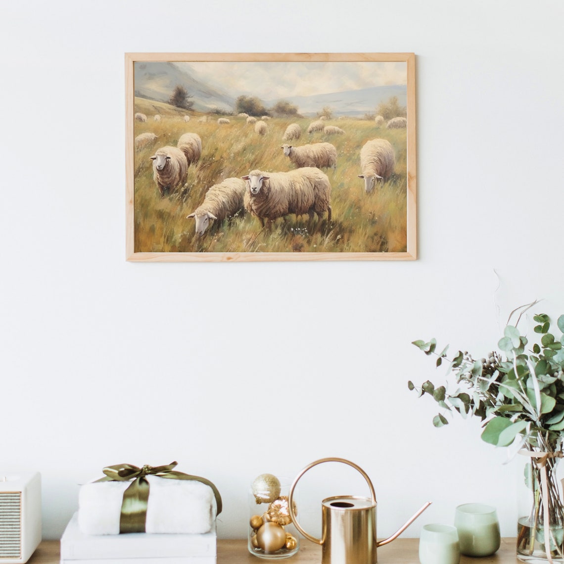 Sheep Grazing Golden Meadow Pastoral Countryside Farm Poster - Image 3
