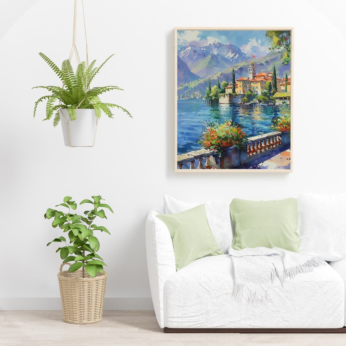 Italy Como Lake Watercolor Painting Vibrant Landscape Print Travel Art Aesthetic Nature Wall Art Italy Landscape 530 - Image 3