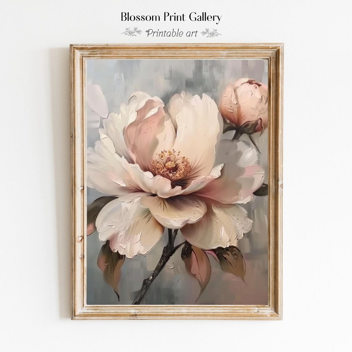 Vintage Flower Wall Art Vintage Print Botanical Oil Painting Muted Vintage Decor Farmhouse Decor Antique Art Wall Art 617
