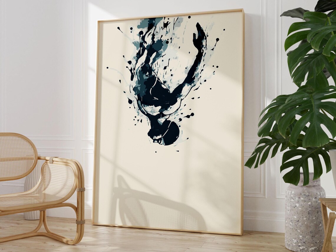 Abstract Ink Splash Swimmer Diving Artistic Swim Sports Action Poster