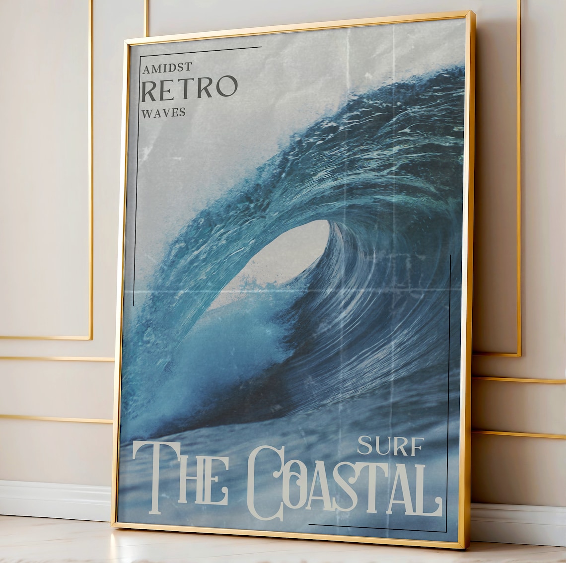 Retro Blue Coastal Life Surf Poster, Beach House Decor