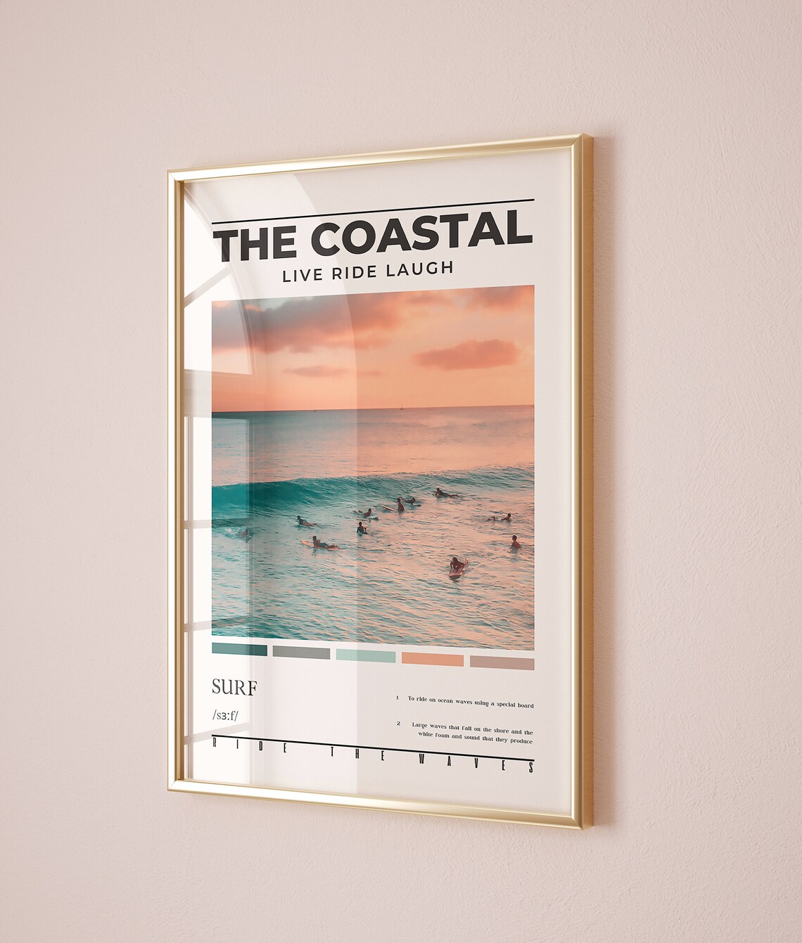 The Coastal Live Ride Laugh Sunset Surfers Orange Sky Ocean Wave Surf Poster - Image 2