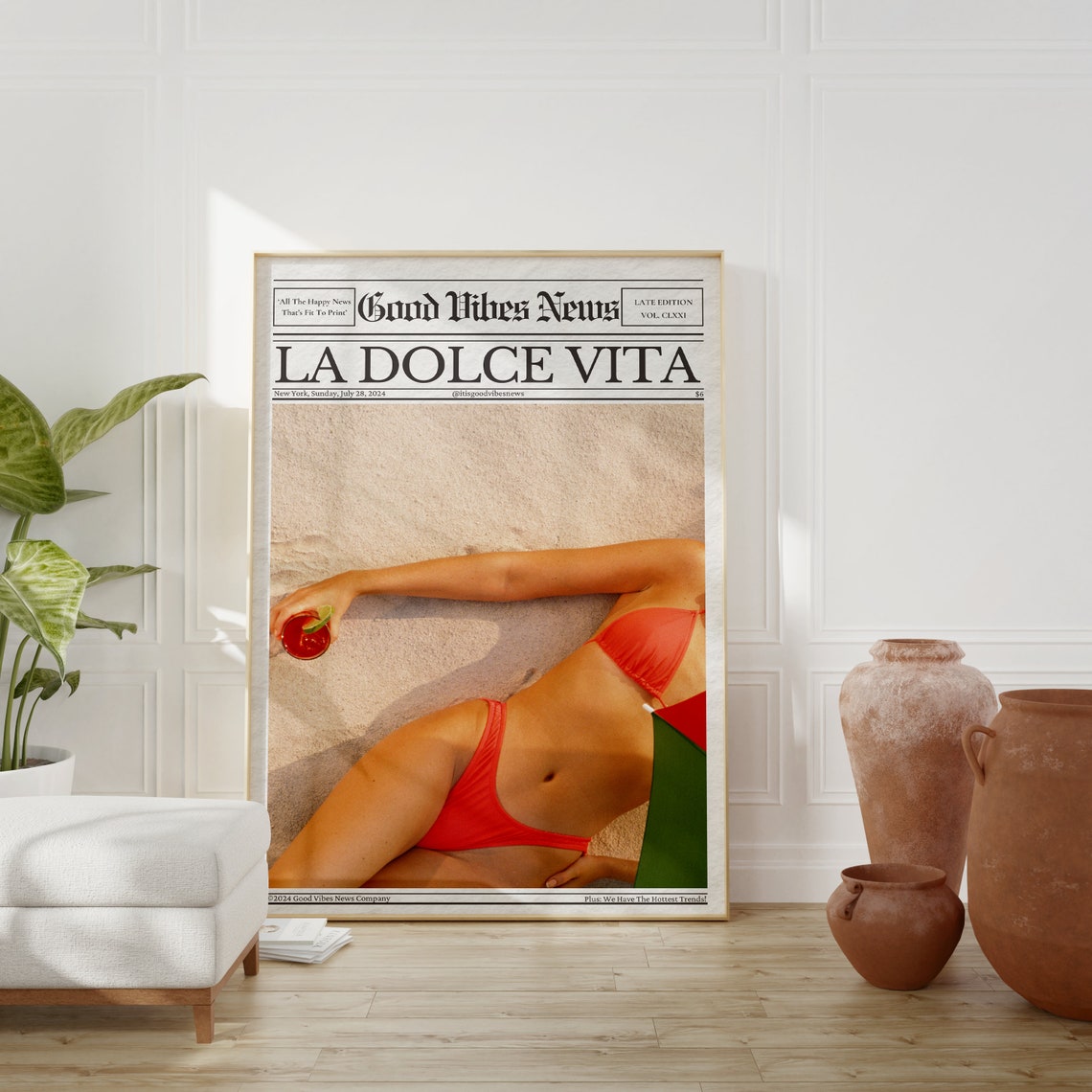 La Dolce Vita Red Bikini Beach Day Cocktail Summer Photo Poster - Image 2