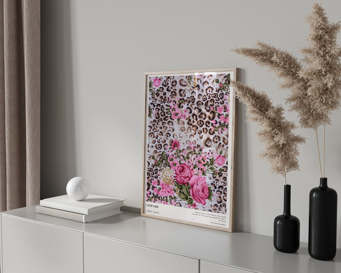 Leopard Wall Art Photography Print, Floral Pattern - Image 2