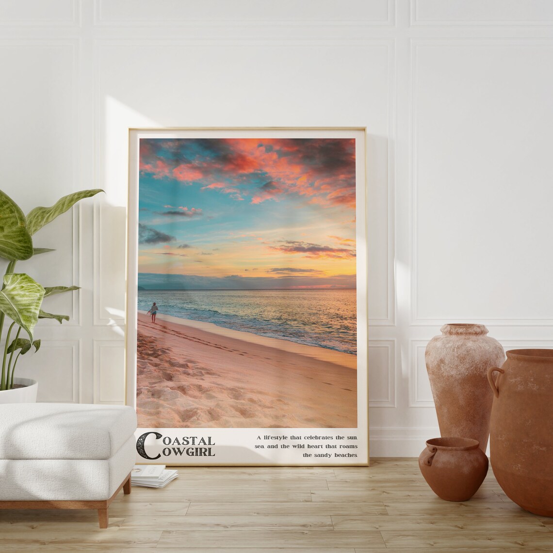 Coastal Cowgirl Sunset Beach Scene Lifestyle Quote Photo Poster - Image 2