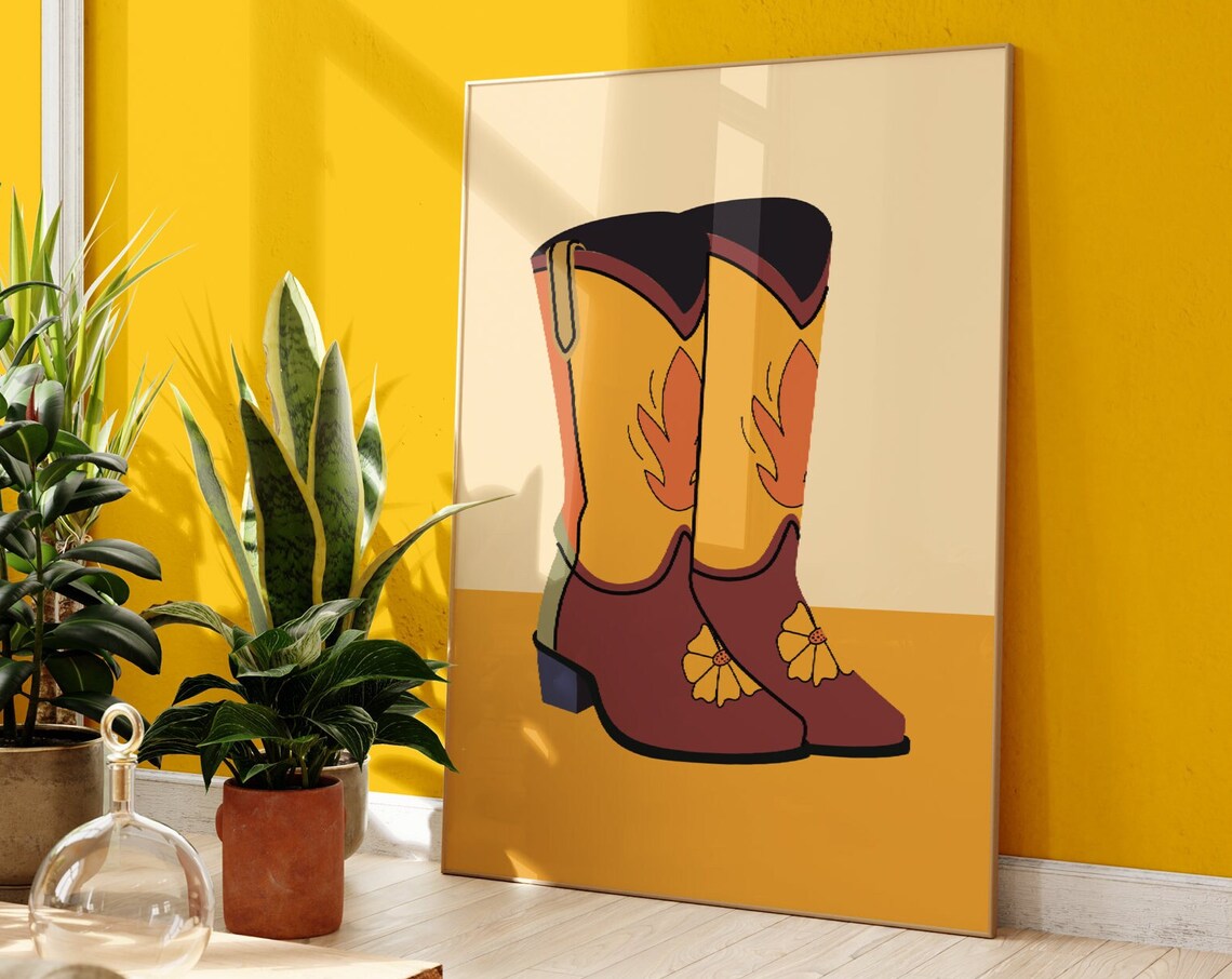 Cowboy Boots Retro Western Art Print