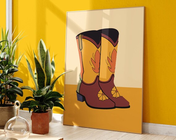 Cowboy Boots Retro Western Art Print
