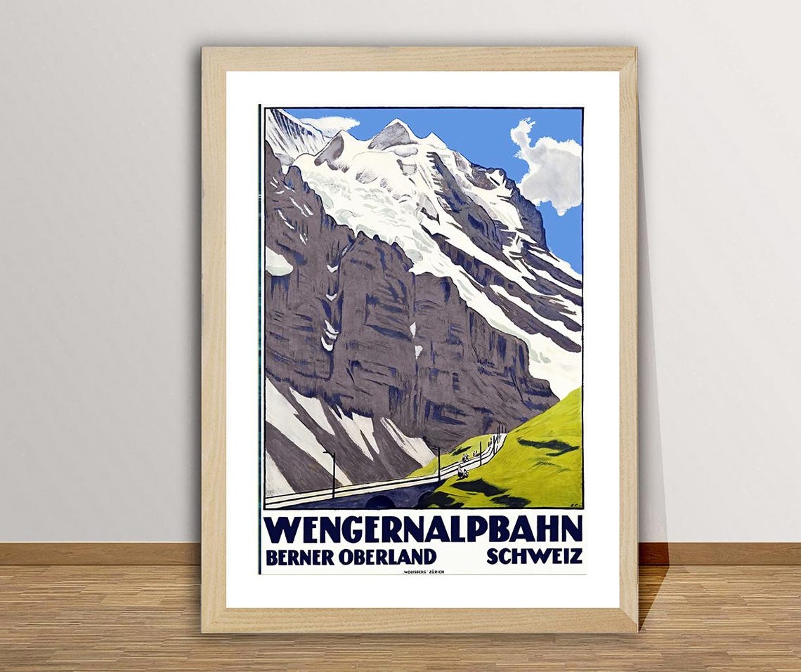 Wengernalpbahn Berner Oberland Swiss Alpine Railway Travel Poster