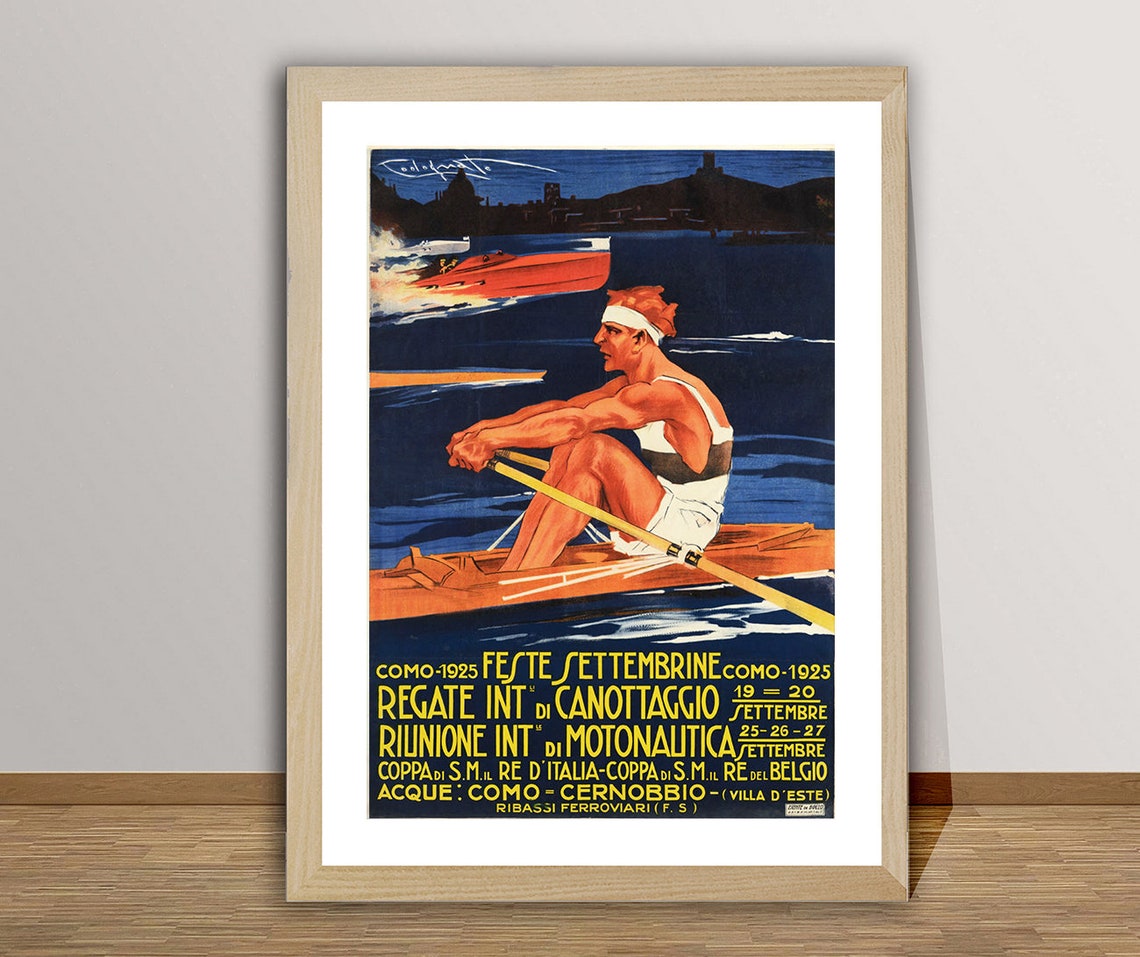 Como 1925 International Rowing Regatta Vintage Italian Poster