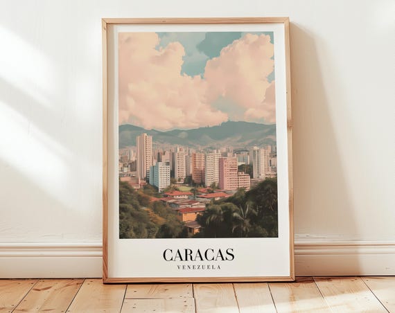 Caracas Vintage Travel Poster, Venezuela Cityscape