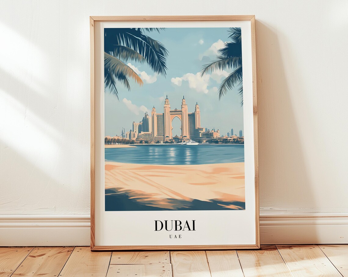 Dubai UAE Beach Resort Palm Island Vintage Travel Poster For Travelers