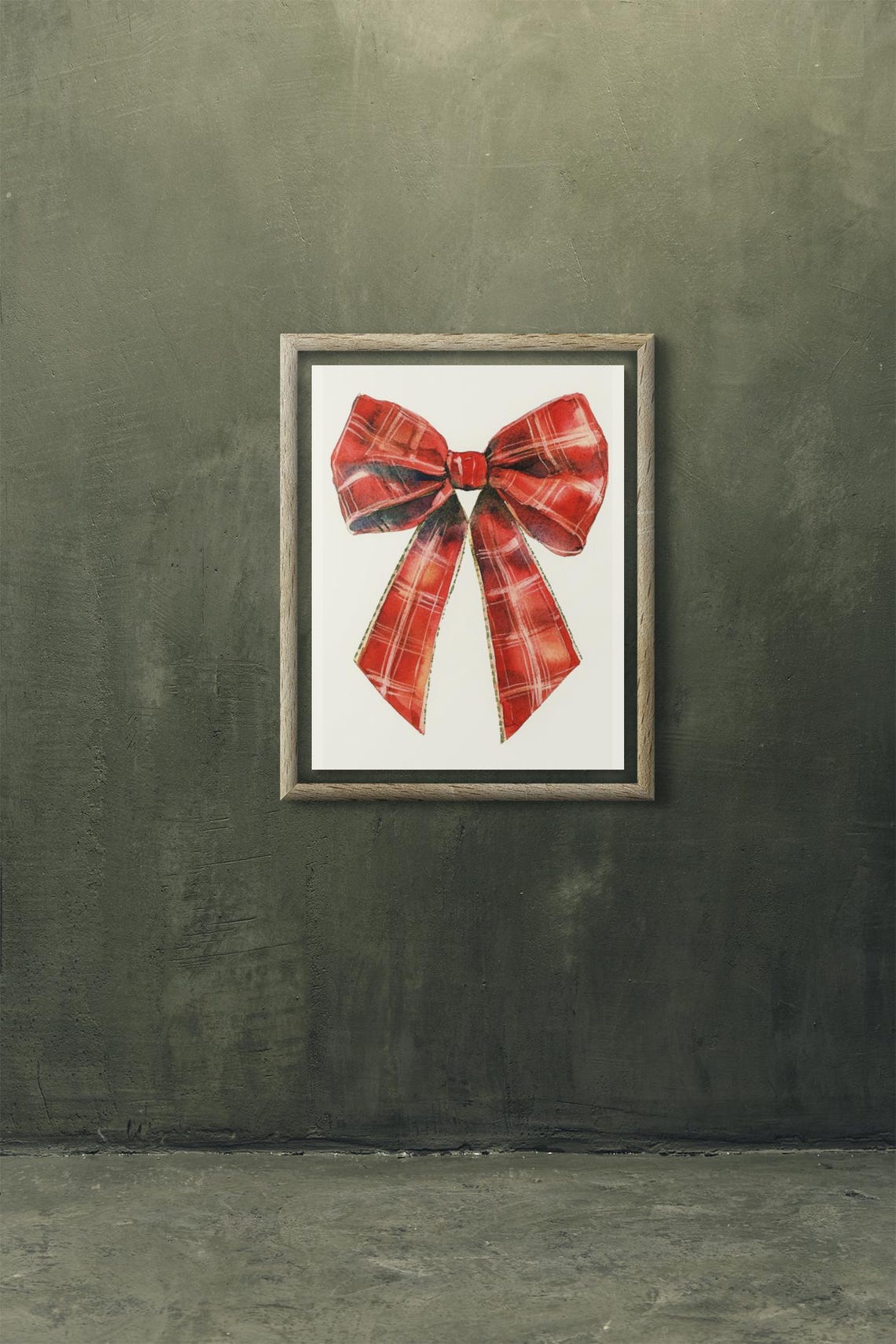 Red Plaid Tartan Ribbon Bow With Gold Trim Vintage Christmas Poster - Image 2