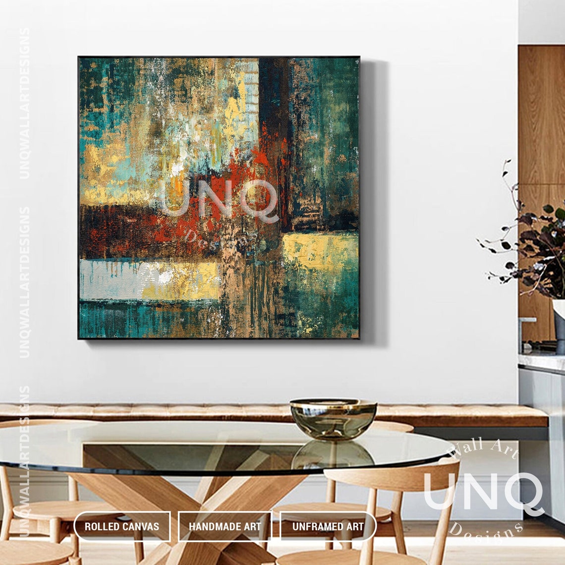 Teal Gold And Rust Industrial Abstract Textured Painting Decor Poster - Image 6
