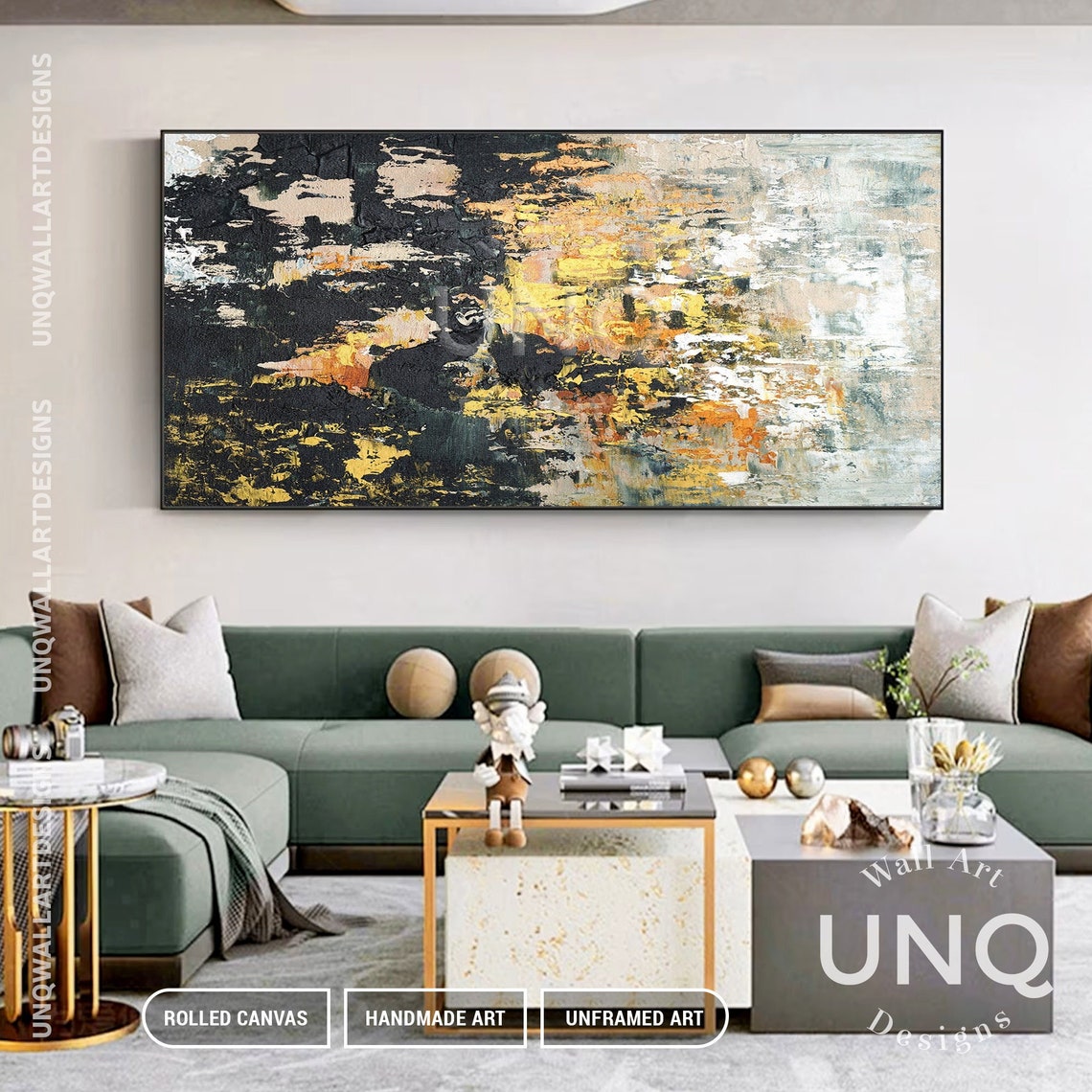 Black Gold And White Abstract Textured Painting Modern Luxury Poster - Image 5