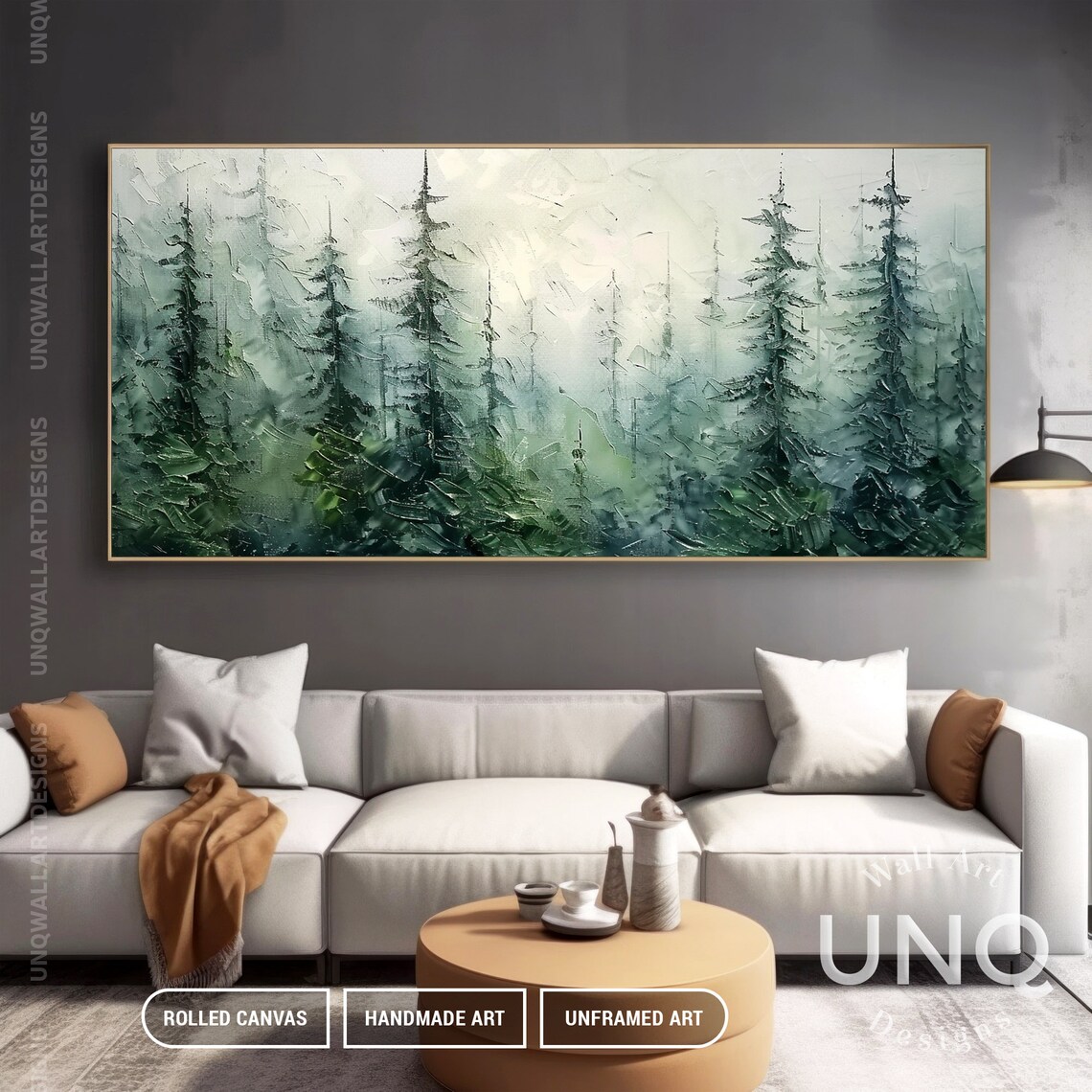 Pine Trees Forest Art Print, Modern Impasto Style - Image 4