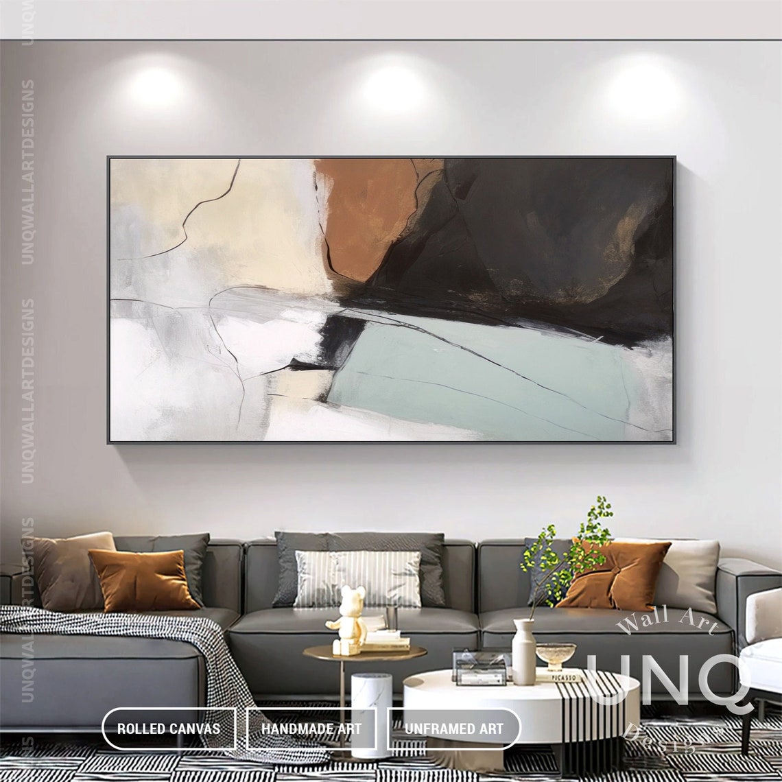Minimalist Brown Wall Art Large Abstract Painting Beige White Original Minimal Wall Artwork On Unique Modern Wall Art - Image 7
