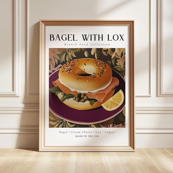 Classic Bagel With Lox Brunch Food Collection Kitchen Decor Poster