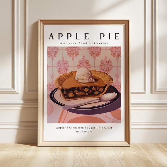 Apple Pie Art Print Classic Dessert Poster Cozy Kitchen Wall Decor Foodie Gift