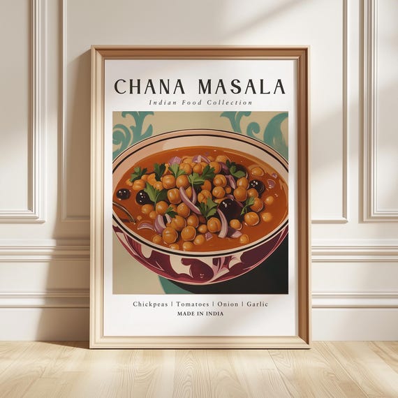 Chana Masala Art Print Indian Vegetarian Poster Curry Kitchen Wall Decor Foodie Gift
